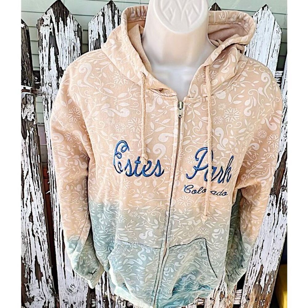 Ragwear Estes Park Colorado Zip Hoodie Peach-to-Teal Gradient Size XL